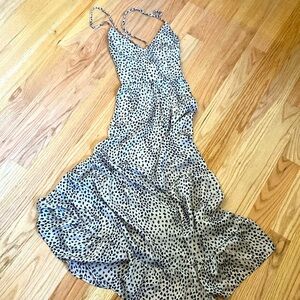 CupShe Ayana Lace-up Backless Maxi Slip Dress Womens Animal print Sz L Bohemian